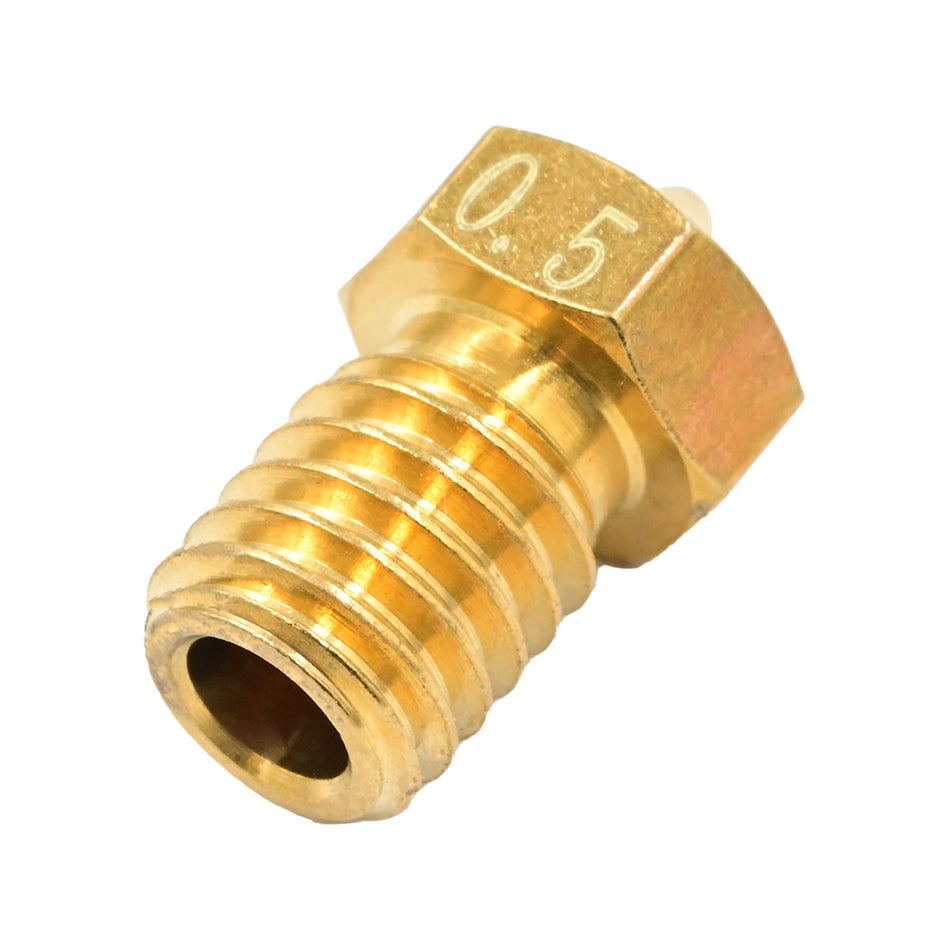 Brass Nozzle compatible with E3D Metal Hot End, 0.5mm Nozzle, 3mm Filament