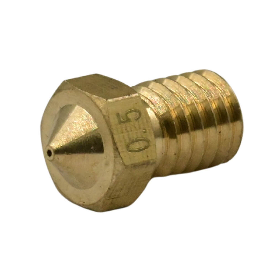 Brass Nozzle compatible with E3D Metal Hot End, 0.5mm Nozzle, 1.75mm Filament