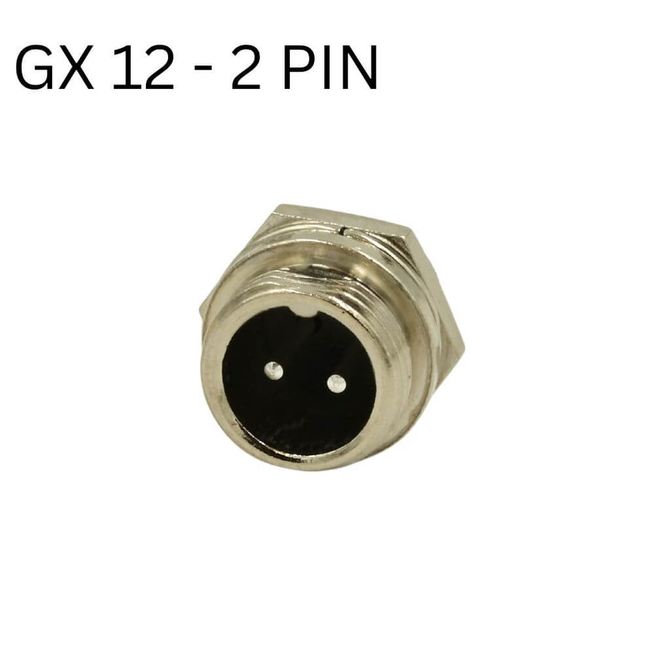 GX12 Connector, 2 Pin, Male