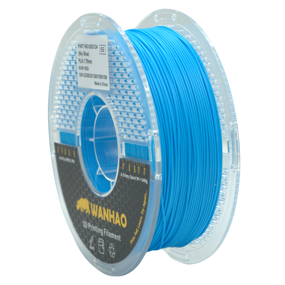 Wanhao PLA FIlament, 1Kg, 1.75mm, Sky Blue