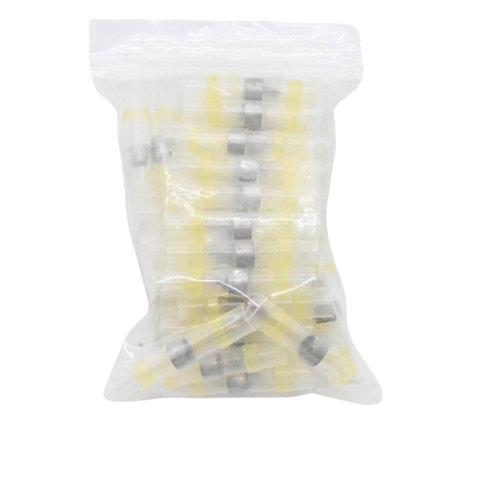Waterproof Heat Shrink Solder Connector, Yellow, Pack of 50
