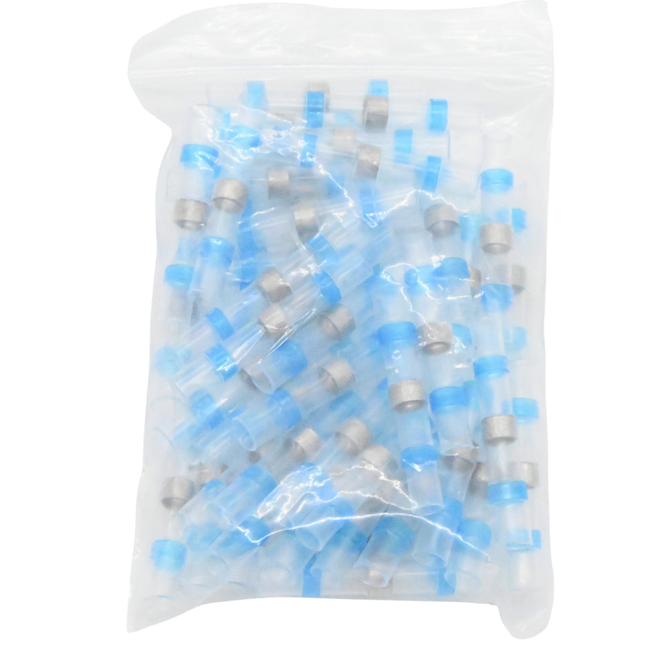 Waterproof Heat Shrink Solder Connector, Blue, Pack of 50