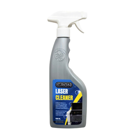 Spray bottle labeled 'Cron Laser Cleaner' on a white background