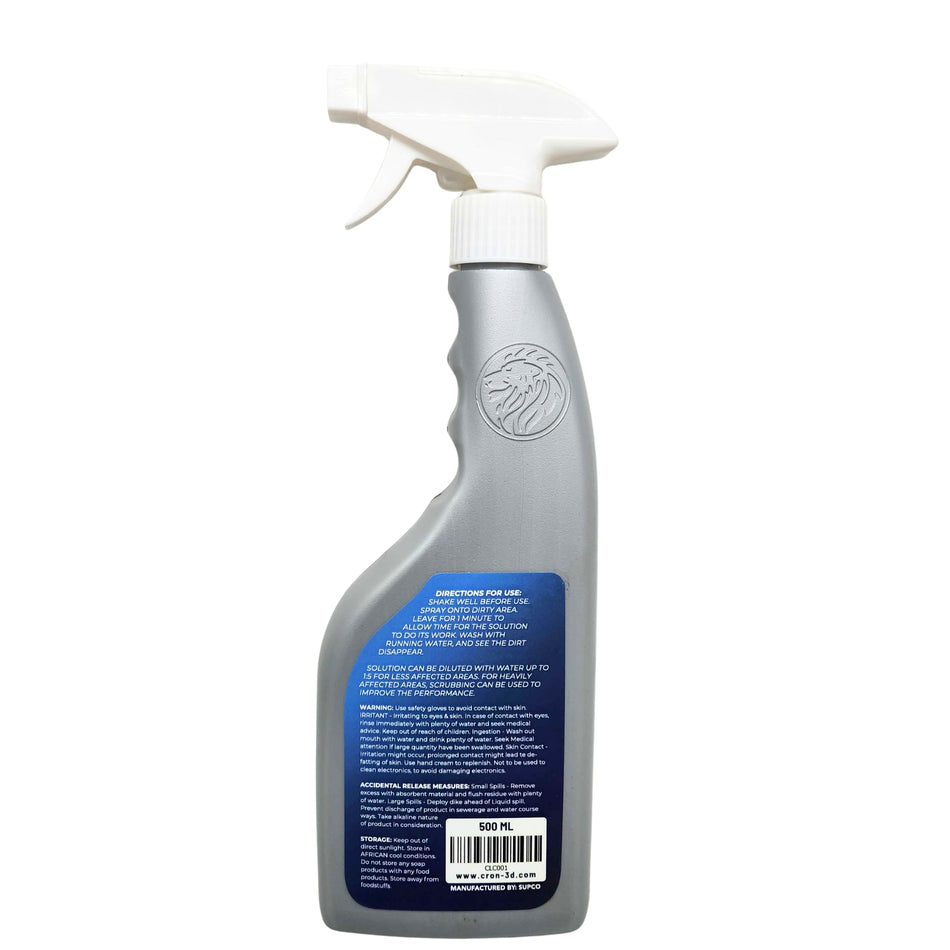 Spray bottle labeled 'Cron Laser Cleaner' on a white background
