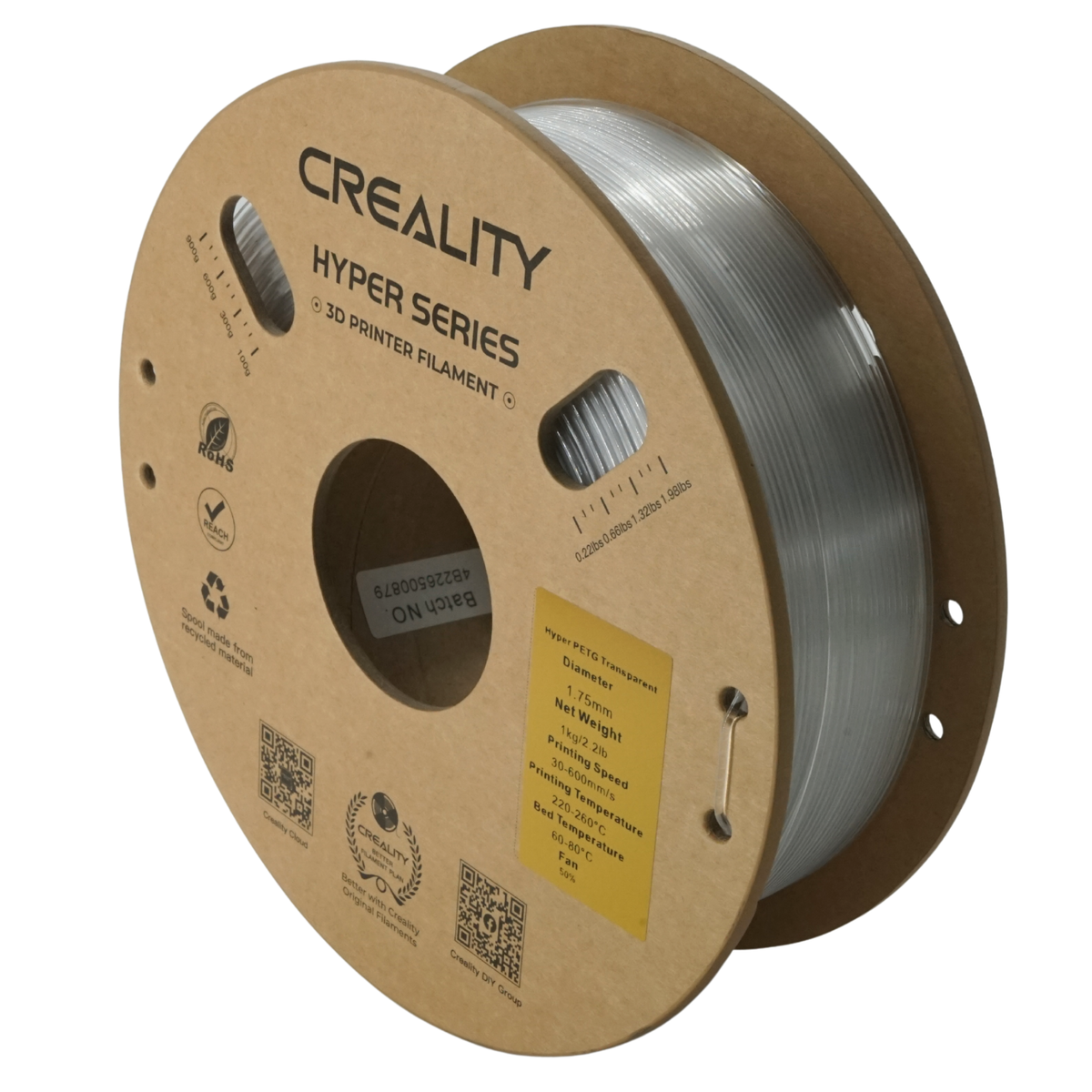 Creality Hyper PETG Filament, 1.75mm, 1kg, Transparent