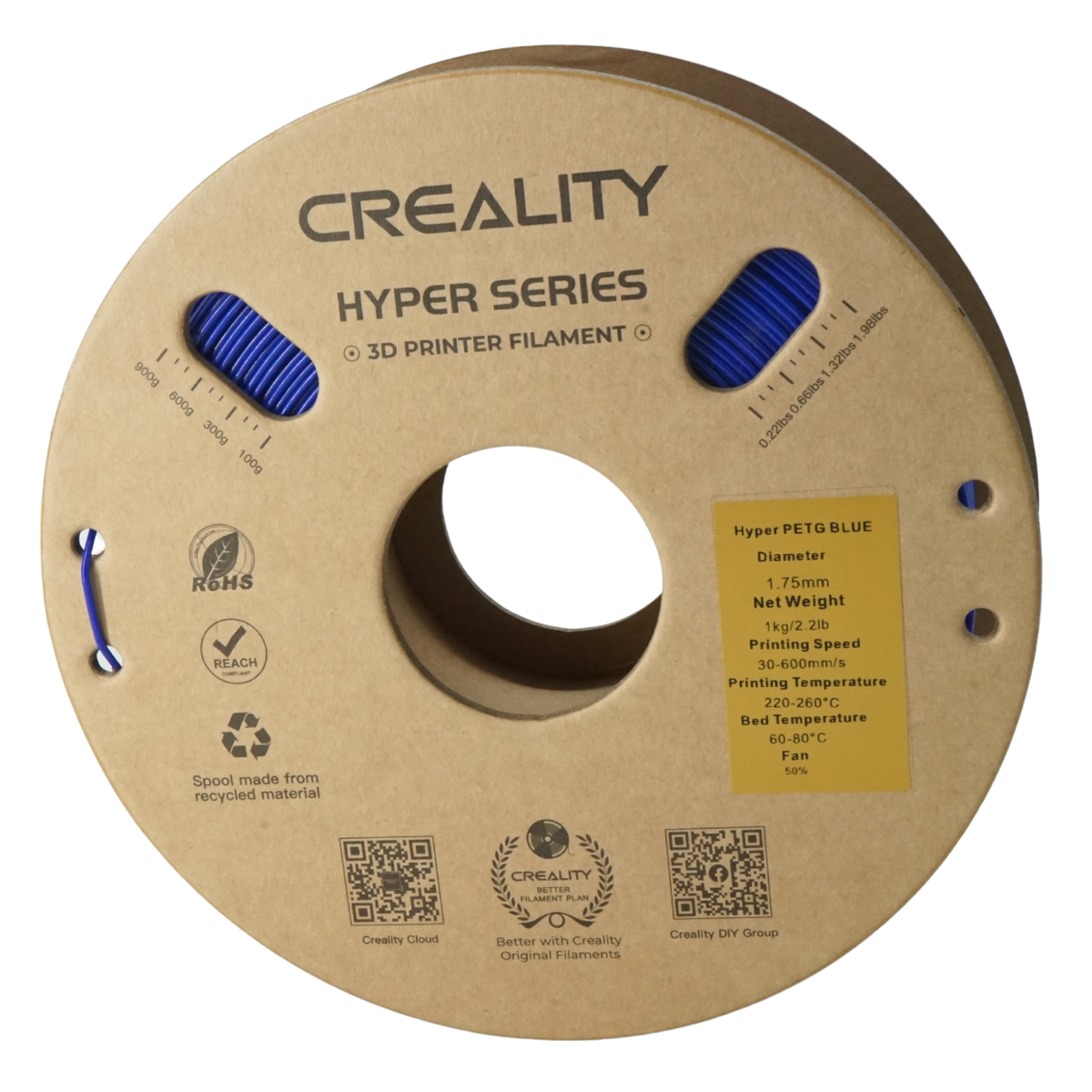 Creality Hyper PETG Filament, 1.75mm, 1kg, Blue