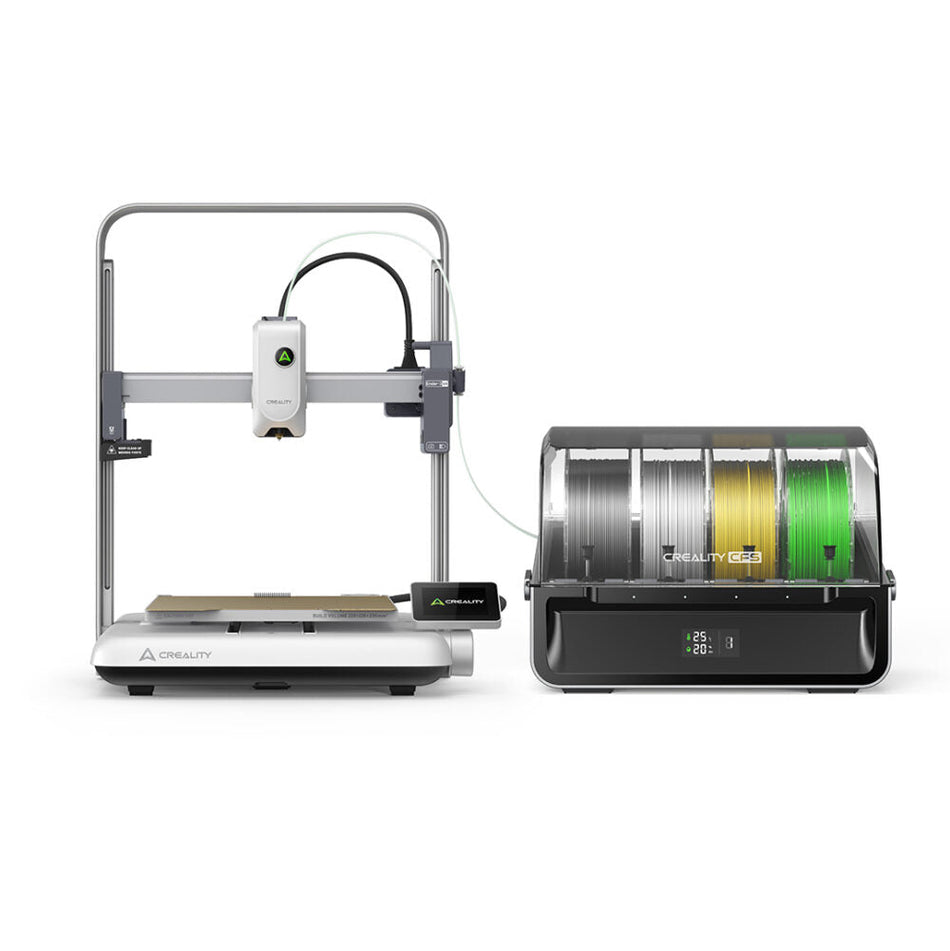 Creality Ender-3 V4 Combo 3D Printer with CFS with spools of filament on a white background