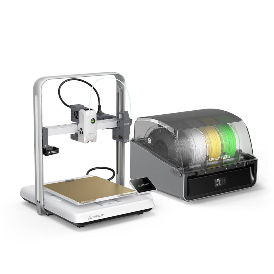 Creality Ender-3 V4 Combo 3D Printer with CFS with spools of filament on a white background