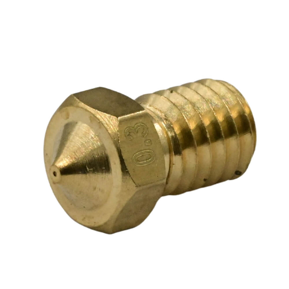 Brass Nozzle compatible with E3D Metal Hot End, 0.3mm Nozzle, 1.75mm Filament