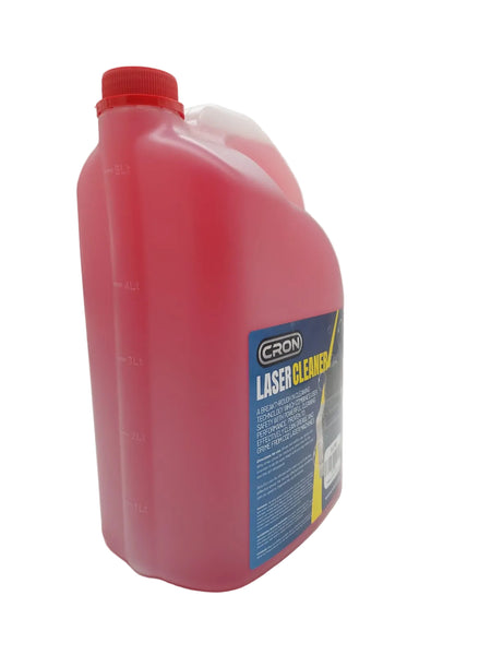 Red bottle with a blue label on a white background