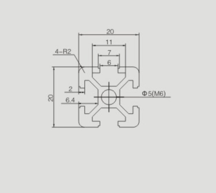 Slot R Dimension 20 x 20mm Aluminium T-Slot Profile | 3D Printing Store