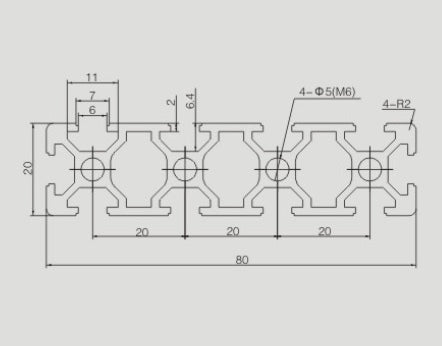 Slot R Dimension 20 x 80mm Aluminium T-Slot Profile | 3D Printing Store